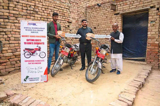 Motorbike distribution to Harvest Hands pastors