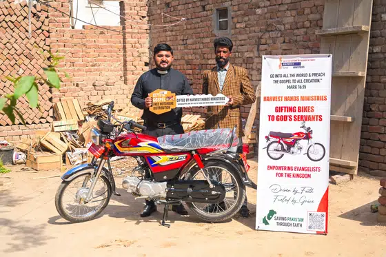 Motorbike distribution to Harvest Hands pastors