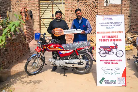 Motorbike distribution to Harvest Hands pastors