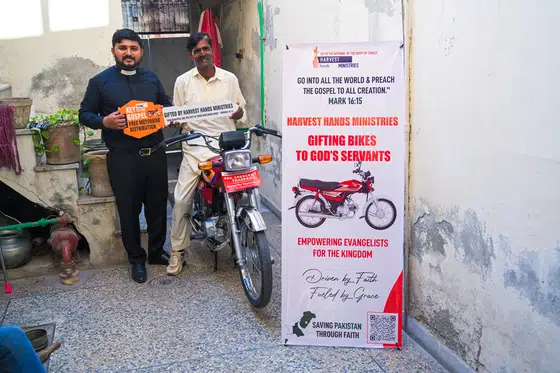 Motorbike distribution to Harvest Hands pastors