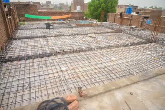 The slab going down