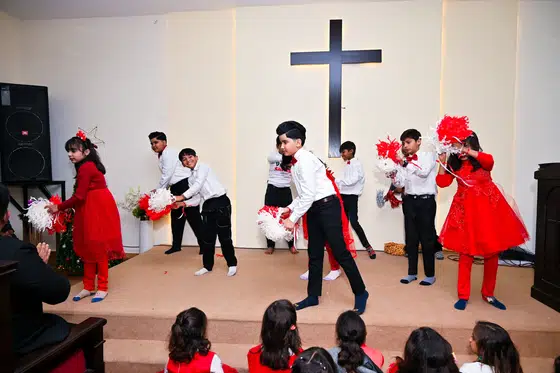Children performing at Christmas in their own church