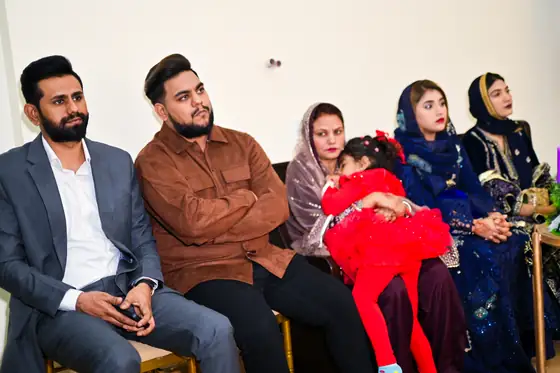 A family at the Christmas service